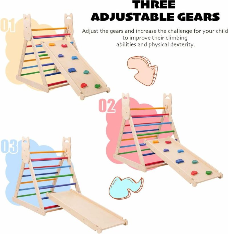 Arrampicate Indoor e Strutture di Gioco | 5 In 1 Triangolo Pikler – Set di Arrampicata Montessori, Gioco di Arrampicata per Bambini, Parco Gioco Interno, Scala Regolabile in Legno, Adatto per Bambini 0-8 Anni