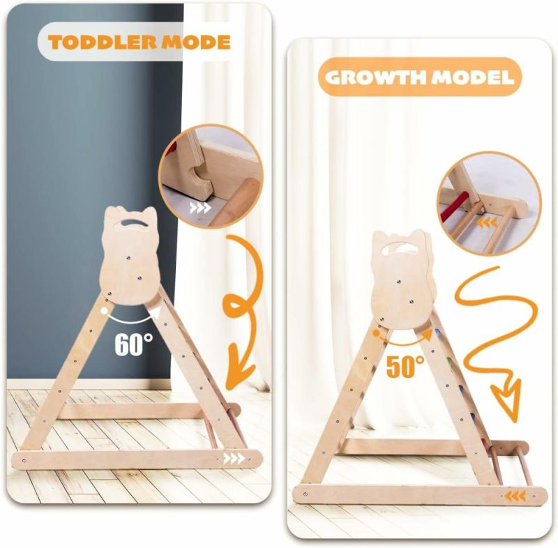 Arrampicate Indoor e Strutture di Gioco | 5 In 1 Triangolo Pikler – Set di Arrampicata Montessori, Gioco di Arrampicata per Bambini, Parco Gioco Interno, Scala Regolabile in Legno, Adatto per Bambini 0-8 Anni