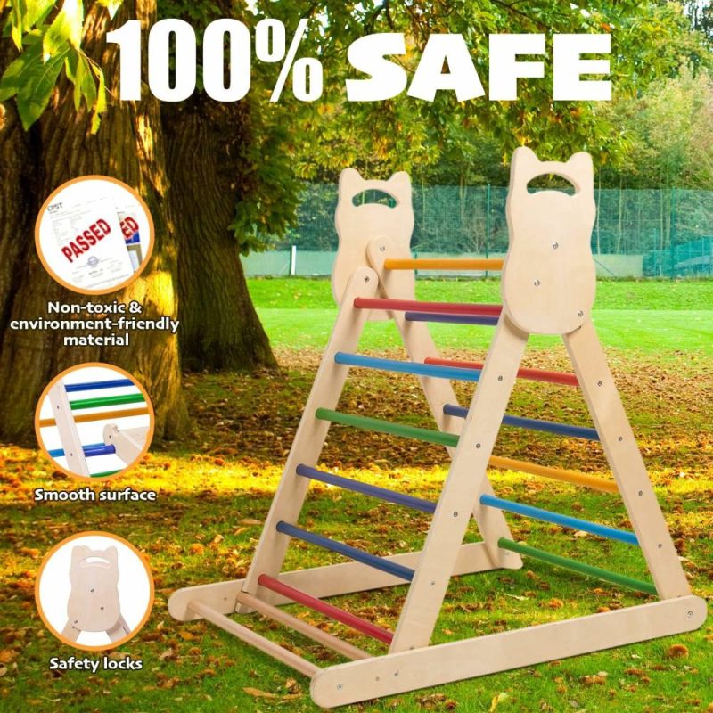 Arrampicate Indoor e Strutture di Gioco | 5 In 1 Triangolo Pikler – Set di Arrampicata Montessori, Gioco di Arrampicata per Bambini, Parco Gioco Interno, Scala Regolabile in Legno, Adatto per Bambini 0-8 Anni