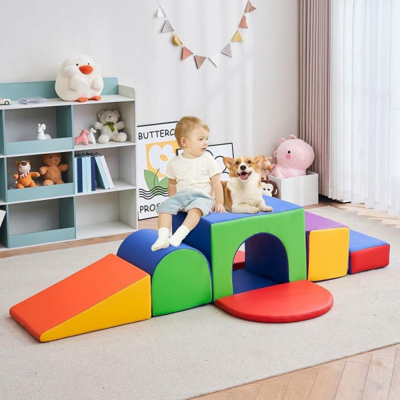 Arrampicate Indoor e Strutture di Gioco | Blocchi di Scalata in Schiuma per Bambini 7/10 Pz. Giocattoli di Scalata per Bambini 1-3 Anni Set di Gioco in Schiuma con Tunnello, Giocattoli di Scalata per Bambini e Bambine, Palestra in Schiuma per Bambini e Bambine (7Pz-2)