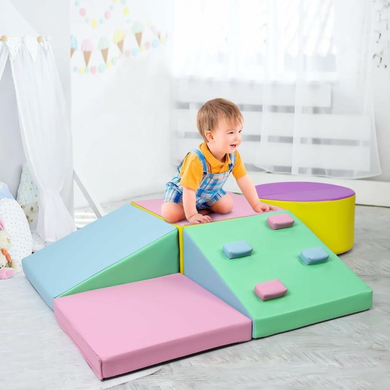 Arrampicate Indoor e Strutture di Gioco | Set da Scalata Indoor Morbido  Blocchi di Scalata in Schiuma per Bambini e Pre-Scolari – Set da Attività di Scalata, Crawl e Scivolare 5Pcs