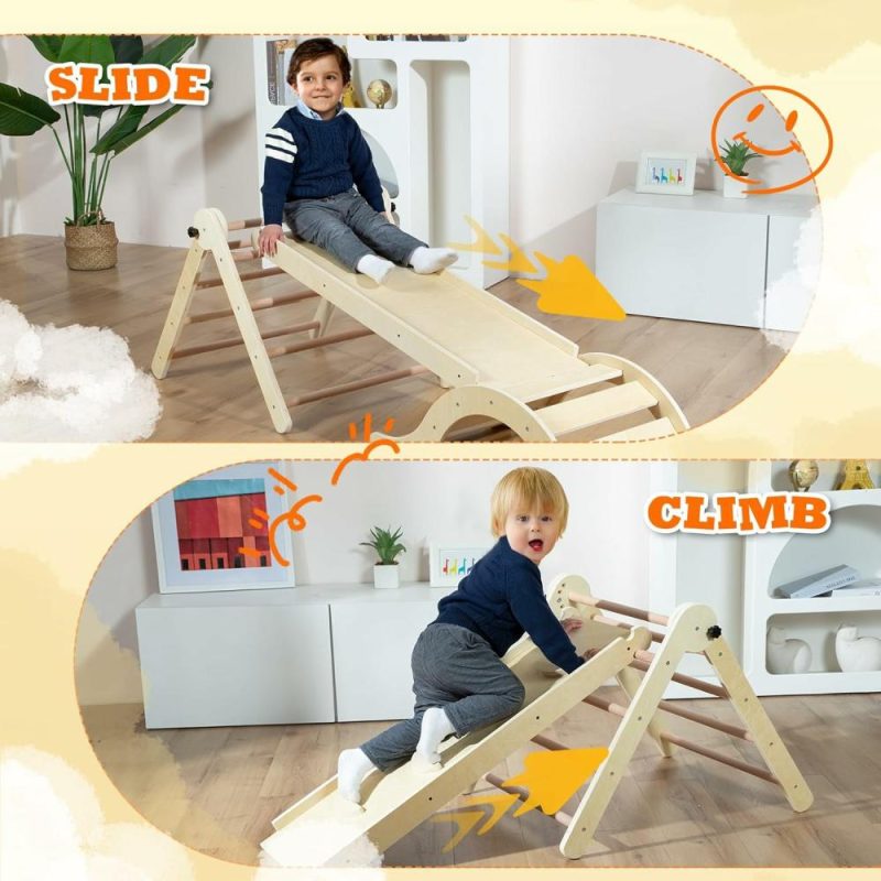 Arrampicate Indoor e Strutture di Gioco | Set di Scalata a 5 in 1 Pikler, Climber per Bambini Interno con Rampe, Arco e Tappetino, Palestra da Gioco Montessori Flessibile per Bambini di 1-3 Anni