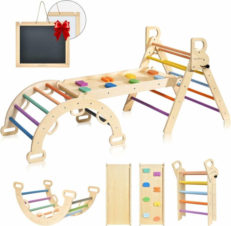 Arrampicate Indoor e Strutture di Gioco | Set di Triangolo Pikler a Colori, Set di Scalata Pikler per Bambini, Gioco di Scalata Flessibile per Bambini, Set di Scalata in Legno Montessori per 2-6 Anni, Parco Giochi Interno e Jungle Gym per Bambini