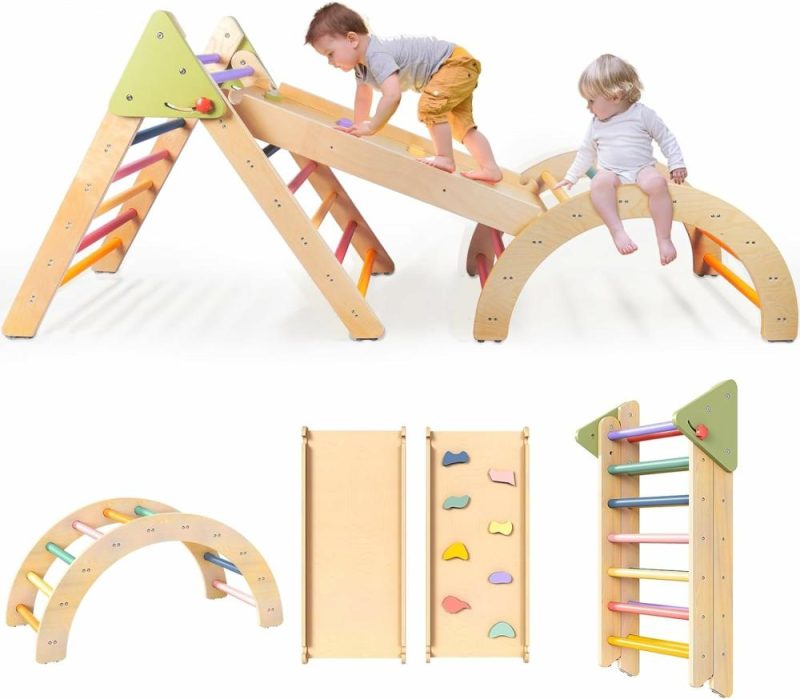 Arrampicate Indoor e Strutture di Gioco | Set Triangolo Pikler Montessori Giocattoli di Scalata Bambino 1-3 Anni Gioco di Scalata da Interno 3 Pezzi Palestra per Bambini