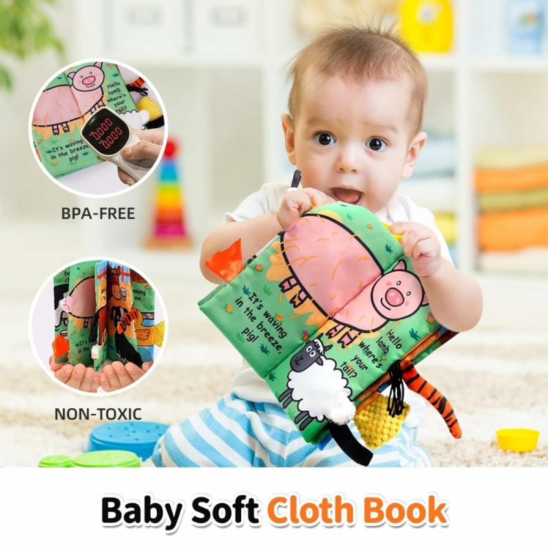 Car Seat & Stroller ToysPoggioletto & passeggino giochi | Baby Cloth Books – Libri di Stoffa Tocco e Sentimento – Per Bambini Neonati e Bambini – Giocattoli Educativi Interattivi per Passeggino – Regalo per Bambina e Bambino (Code di Fattoria)