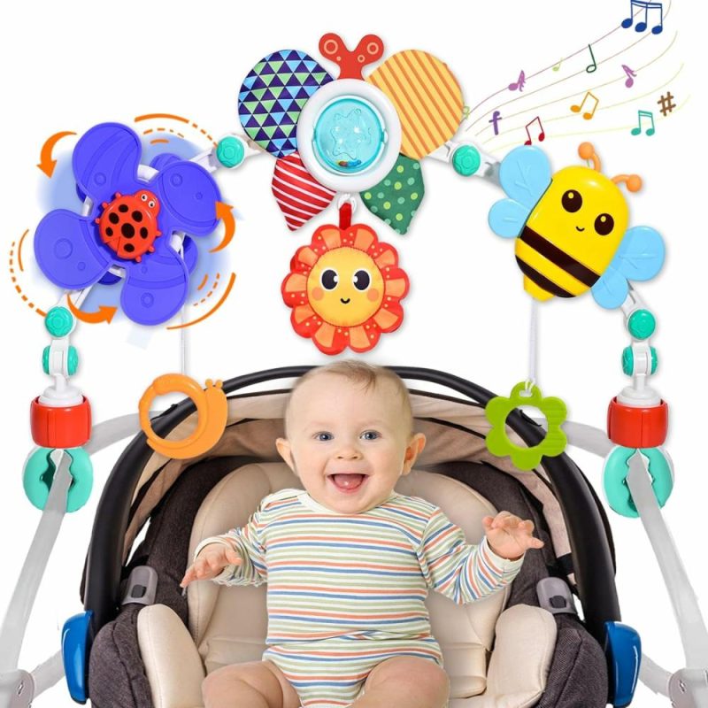 Car Seat & Stroller ToysPoggioletto & passeggino giochi | Carrozzina per passeggino con archetto auto giocattolo Accessori per bambini Attività mobile Giocattoli musicali Ideale per neonati maschi e femmine Sonno Viaggio Giocattolo Archetto per neonati 0-24 mesi – Farfalla