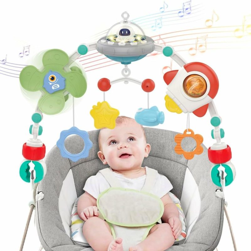 Car Seat & Stroller ToysPoggioletto & passeggino giochi | Passeggino Arch Giochi con Musica Seduta per Bambini 0-6 Mesi Seduta per Neonato Regolabile Culla Gioco Mobile per Culla Neonatale Nuovo Bouncer Gioco Bar 6-12 Mesi Sviluppo Sensoriale Regali di Compleanno