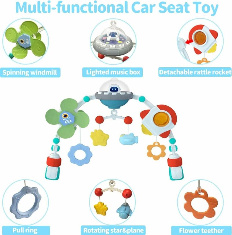 Car Seat & Stroller ToysPoggioletto & passeggino giochi | Passeggino Arch Giochi con Musica Seduta per Bambini 0-6 Mesi Seduta per Neonato Regolabile Culla Gioco Mobile per Culla Neonatale Nuovo Bouncer Gioco Bar 6-12 Mesi Sviluppo Sensoriale Regali di Compleanno