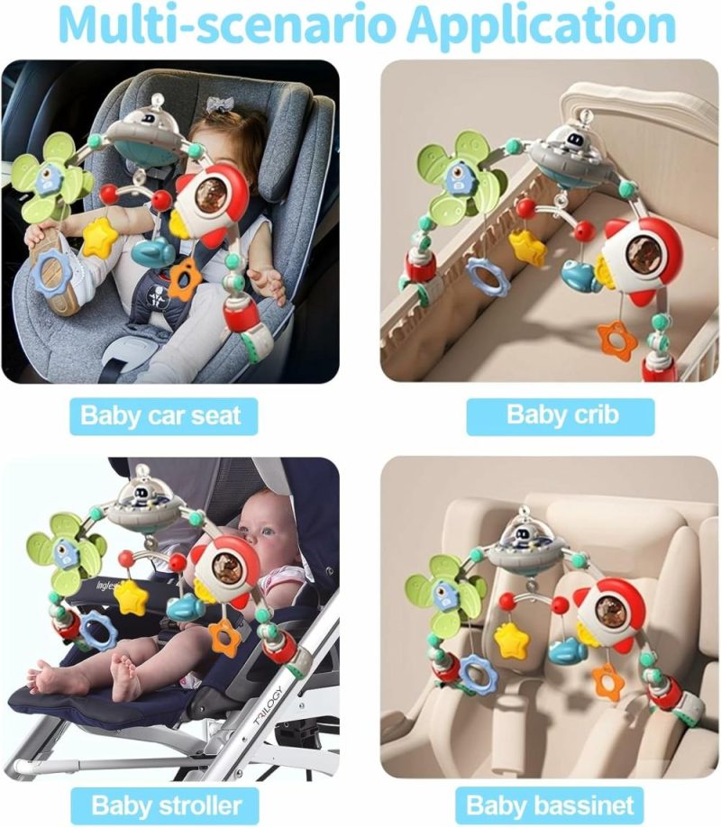 Car Seat & Stroller ToysPoggioletto & passeggino giochi | Passeggino Arch Giochi con Musica Seduta per Bambini 0-6 Mesi Seduta per Neonato Regolabile Culla Gioco Mobile per Culla Neonatale Nuovo Bouncer Gioco Bar 6-12 Mesi Sviluppo Sensoriale Regali di Compleanno