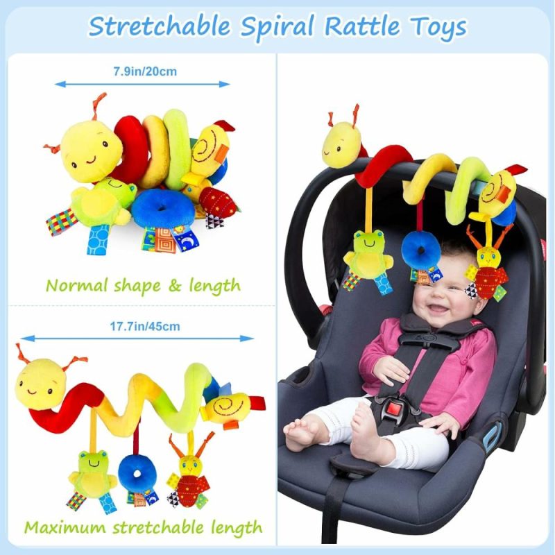 Car Seat & Stroller ToysPoggioletto & passeggino giochi | Sedia a rotelle e passeggino con gioco – Gioco Sensory per Bambini 0-12 Mesi Uomini Donne Seduta Culla Passeggino con Campanella Suono Musica