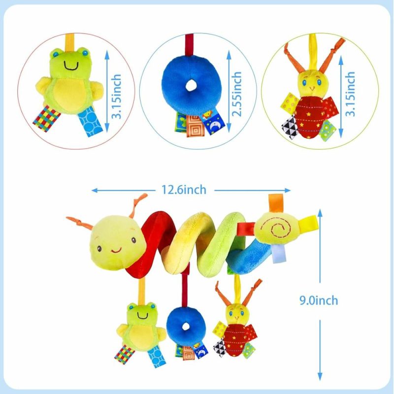 Car Seat & Stroller ToysPoggioletto & passeggino giochi | Sedia a rotelle e passeggino con gioco – Gioco Sensory per Bambini 0-12 Mesi Uomini Donne Seduta Culla Passeggino con Campanella Suono Musica