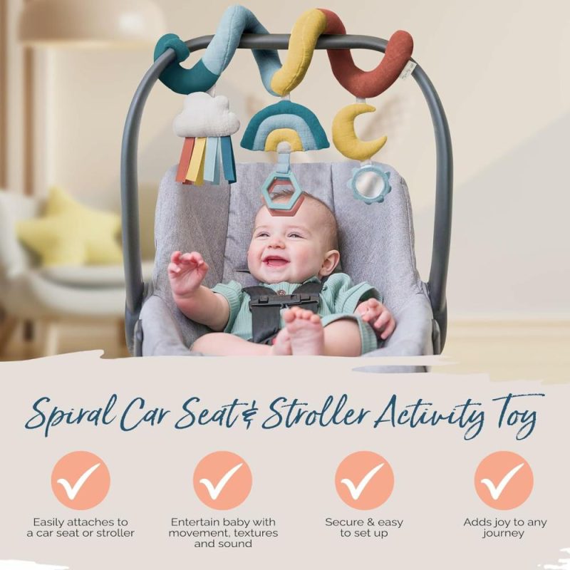 Car Seat & Stroller ToysPoggioletto & passeggino giochi | Sedia a rotelle e passeggino gioco – Giochi per passeggino e sedia a rotelle per bambini da 0 mesi in su – Giochi sospesi includono anelli clillacchi, specchio e nastri a superficie ondulata (Arcobaleno)