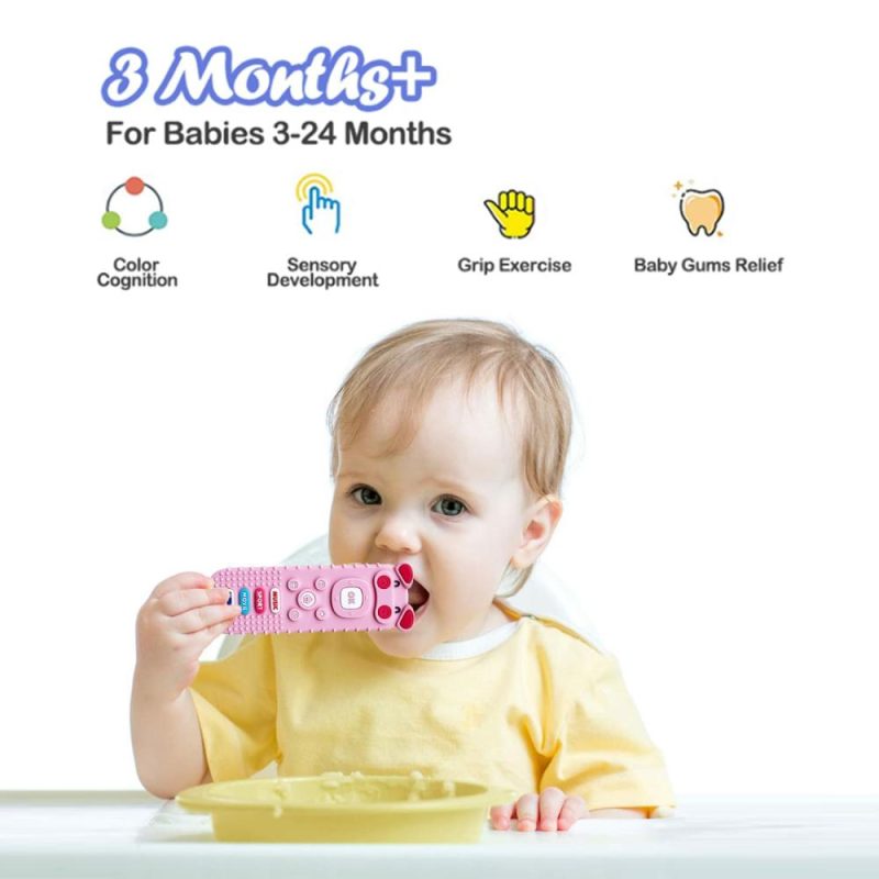 Dentifrici | 1-Pack Silicone Baby Teething Toys – Tv Remote Teethers Per 6-12-18 Mesi Bambino – Forma di Telecomando a Fuoco per Bambini – Silicone Dentiera per Bambini – Giocattoli da Masticare per Bambini maschi e femmine (Pig Rc-1 Pack)