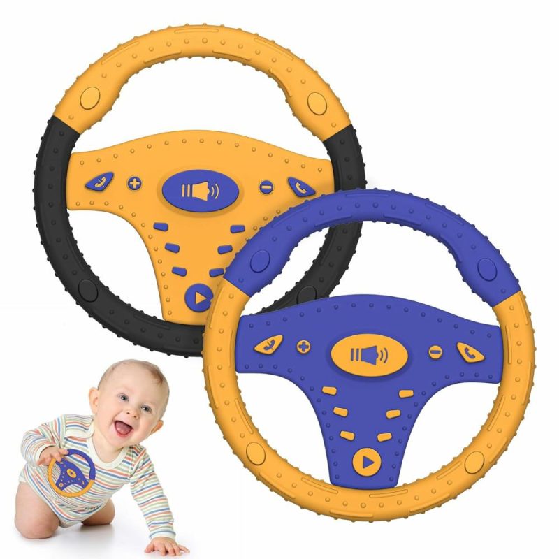 Dentifrici | 2 Pack Giocattoli da Masticare per Bambini 3-12 Mesi, Anelli Giocattolo Facili da Maneggiare, Forma della Volante Silicone, Giocattolo da Masticare, Rilassamento e Sedazione delle Gengive, Giocattoli per Bambini da Masticare