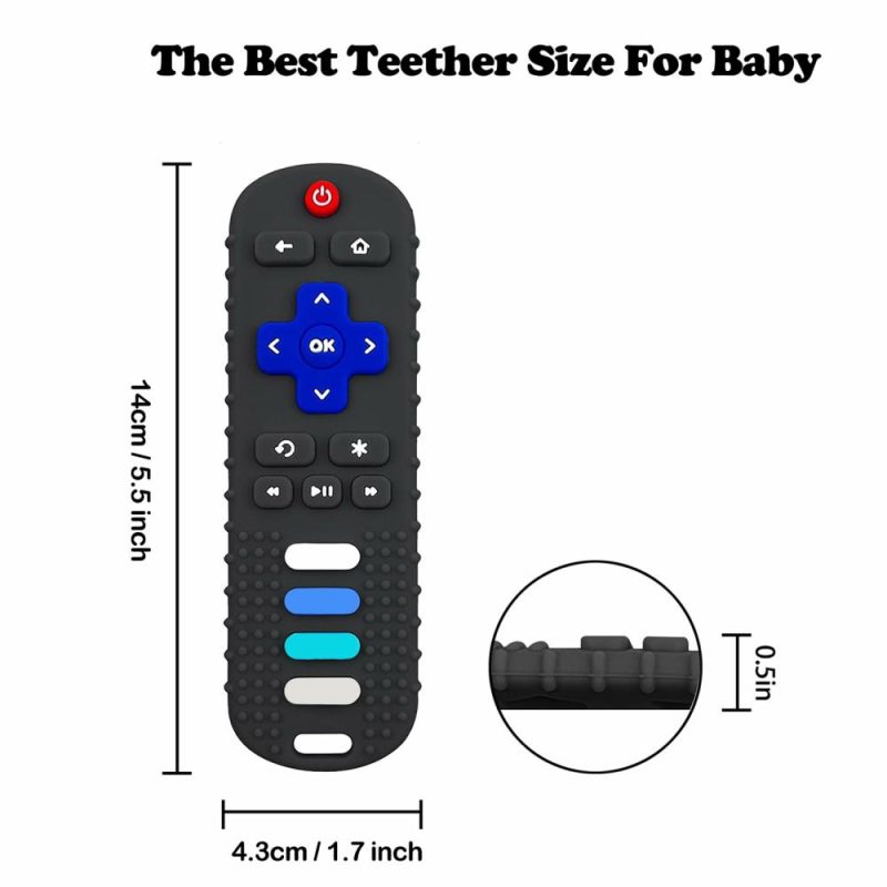 Dentifrici | 2-Pack Silicone Baby Teething Toys – Tv Remote Teethers per Bambini 6-12-18 Mesi – Forme di Telecontrollo per Bambini – Silicone per Bambini Uomini e Donne Giocattolo Sensory (Nero+Blu)