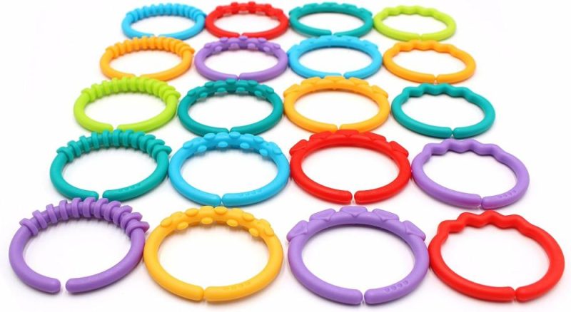 Dentifrici | 24 Pack Baby Teether Rings Links Toys Colorful Round Connecting Ring For Rattle Strollers Car Seat Travel Toys – Adatto per Bambino, Neonato, Bambino (Colori Arcobaleno)