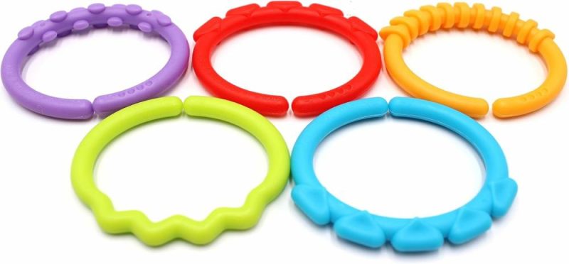 Dentifrici | 24 Pack Baby Teether Rings Links Toys Colorful Round Connecting Ring For Rattle Strollers Car Seat Travel Toys – Adatto per Bambino, Neonato, Bambino (Colori Arcobaleno)