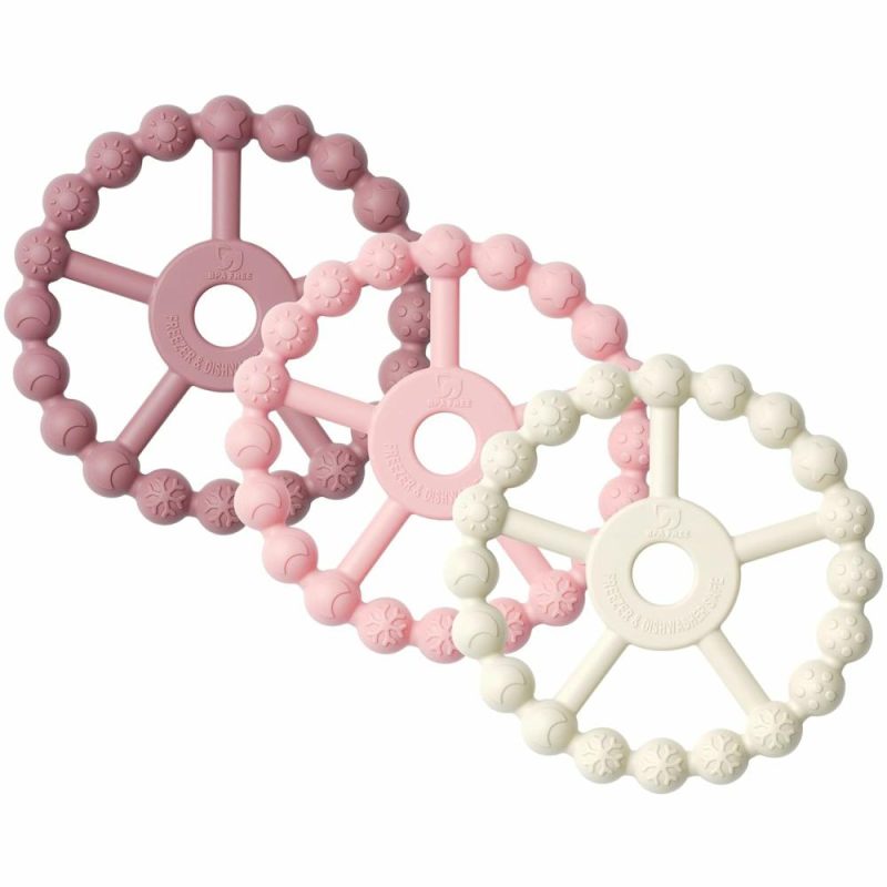 Dentifrici | 3 Pack Anello Morso Silicone, Gioco Morso per Bambini 0-6 Mesi   Morso Bambini 6-12 Mesi 12-24 Mesi   Gioco Facile da Togliere per il Morso del Bambino  Viola Rosa Bianco