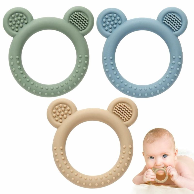 Dentifrici | 3 Pack Giocattoli da Svezzamento per Bambini 0-6 Mesi Senza BPA, Giocattoli 6-12 Mesi Lenitivo per la Svezzamento Facili da Togliere, Giocattoli da Masticare in Silicone per Bambini di Primi Anni, Accessori Essenziali per Neonati