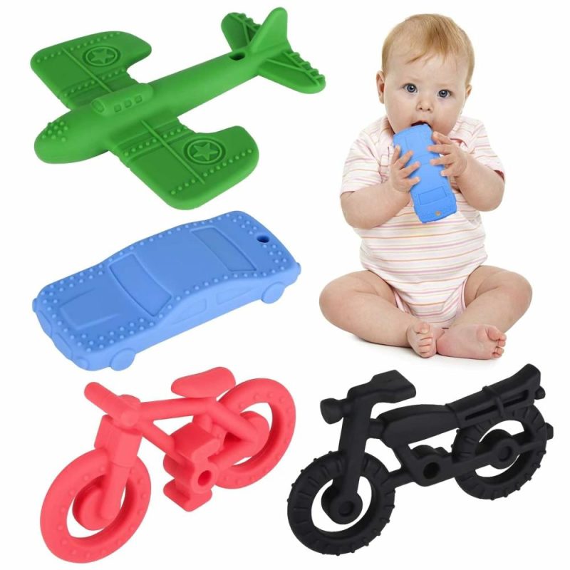 Dentifrici | 4-Pack Silicone Teething Toys For Infant Toddlers 3D Jet Plane Bike Car Shape Teethers For Babies Boys Girls Chew Toys Relief Soothe Babies Gums Set Bpa Free Dishwasher Refrigerator Safe
4-Pack Giocattoli da Sorsetto in Silicone per Neonati e Bambini, 3D Aereo Jet Bicicletta Auto in Forma di Distanziatore per Bambini maschi e femmine, Giocattoli da Masticare per Lenire le Gengive dei Bambini, Set Senza BPA, Sicuri per Lavastoviglie e Frigorifero