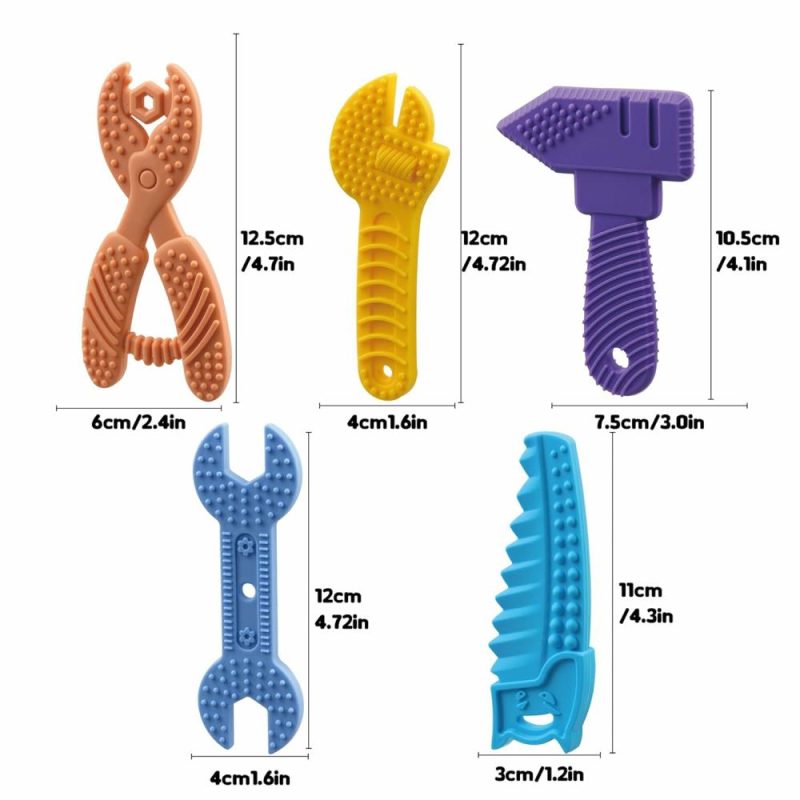 Dentifrici | 5Pcs Giocattoli da Masticare per Bambini, Giocattoli Sensibili in Silicone per Neonati, Giocattoli per Bambini 0-6, Regali per la Nascita di Bambini 3 9 12 18 Mesi 1 Anno Bambine Bambini, Giocattolo da Masticare per Neonati Bambino Bambina, Giocattoli per Viaggio, Senza Bpa