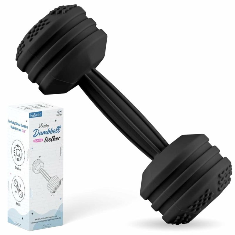 Dentifrici | Baby Dumbbell Giocattolo – Silicone Dumbbell Teether Toys Peso Cacca Giocattolo Sensoriale per Bambini – Gran Regalo per Bambine e Bambini (Nero)