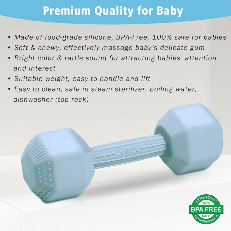 Dentifrici | Baby Dumbbell Toy – Silicone Infant Rattle Teething Toy Teether Toddler Sensory Toy Durable Safe Exercises Workout Weight – Great Gift For Girls And Boys (1Pcs – Black)  
Baby Panza Pesa – Silicone Pappagallo da Bambino Giocattolo da Masticare Durevole Sicuro Esercizi Peso Allenamento – Ottimo Regalo per Bambine e Bambini (1Pz – Nero)