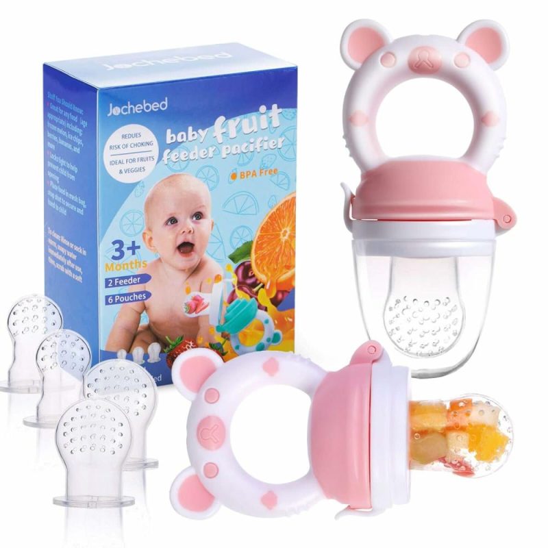 Dentifrici | Baby Food Feeder Biberon – Mangiatutto per il Bambino – Mangiatutto Frutta per la Crescita dei Denti – Gioco da Masticare per Bambini e Bambine 3-24 Mesi 6 Sacchetti in Silicone per Bambini e Bambine 2-Pack (Rosa Chiaro)