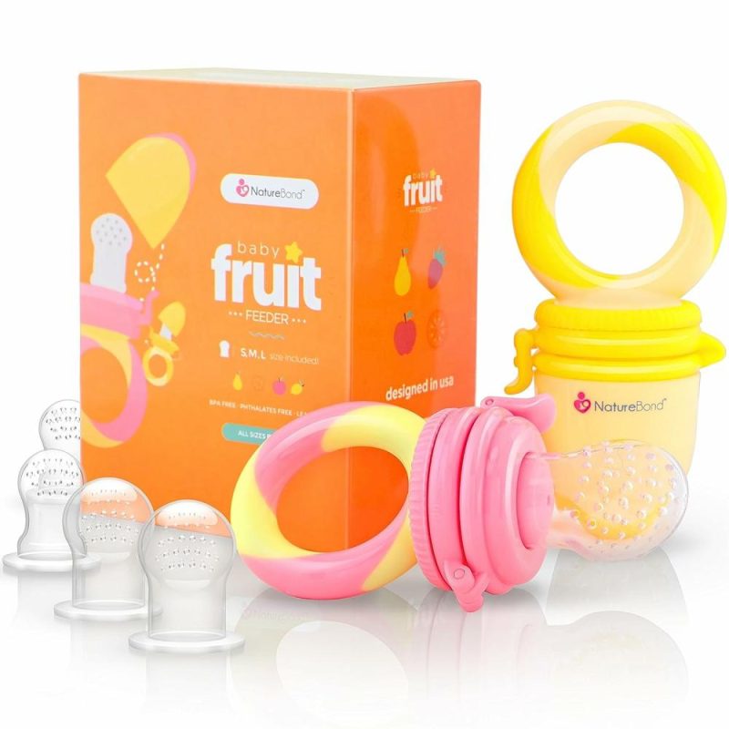 Dentifrici | Baby Food Feeder/Fruit Feeder Pacifier Nibbler (2 Pack) – Gioco da dentizione per neonati Teether Passaggio Alimentare in Colori Appetitosi | + Sacchetti in Silicone Aggiuntivi