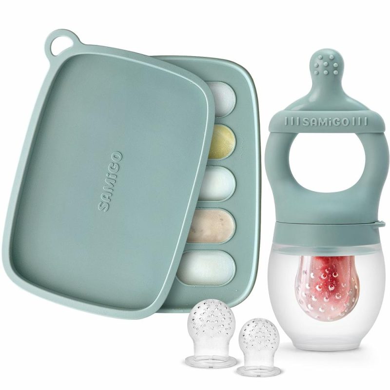 Dentifrici | Baby Food Fruit Feeder e Muffino per Latte Materno Set, Silicone Biberon Frutta, Mangiatutto Alimentare, Paciucchino per il Dolore dei Denti, Piattaforma per il Frigorifero, Accessori per l’Alimentazione del Bambino, 4 Mesi+