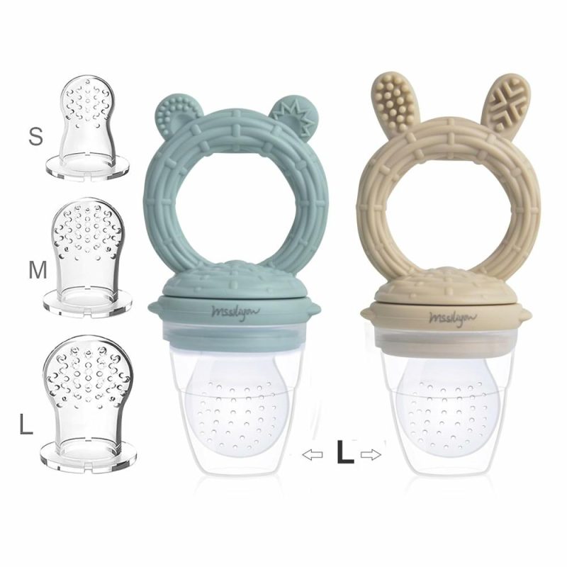 Dentifrici | Baby Fresh Fruit Feeder Biberon 2 Pack Silicone Pouches E Tettarelle Senza Bpa Alimentare Gioco da Masticare Bambino 3M+ (Orso Verde & coniglio Castagna)