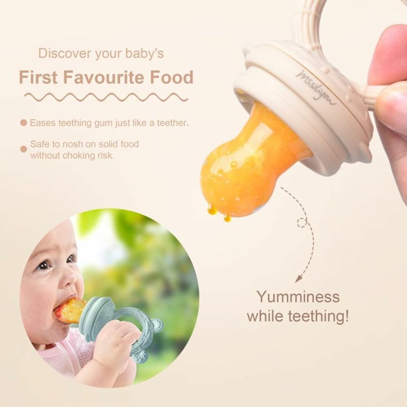 Dentifrici | Baby Fresh Fruit Feeder Biberon 2 Pack Silicone Pouches E Tettarelle Senza Bpa Alimentare Gioco da Masticare Bambino 3M+ (Orso Verde & coniglio Castagna)