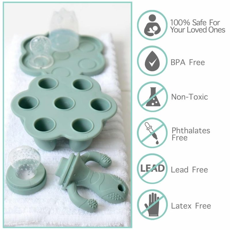 Dentifrici | Baby Fruit Feeder, Pacifier, Teether | Ciotola per il congelamento del cibo con coperchio, silicone BPA e senza BPA, set per l’alimentazione, cubetti di latte materno, puree di cibo e verdure