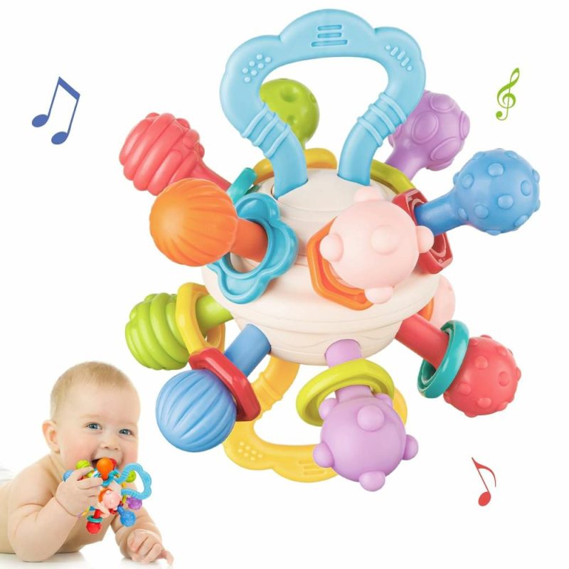 Dentifrici | Baby Sensory Teething Toys 0-6 6-12 Mesi  Palla di sollievo per la dentizione per neonati  Regali per neonati maschi e femmine 0 3 6 9 12 Mesi 1 Anno | Giocattoli mordibili per il sonaglio del bambino