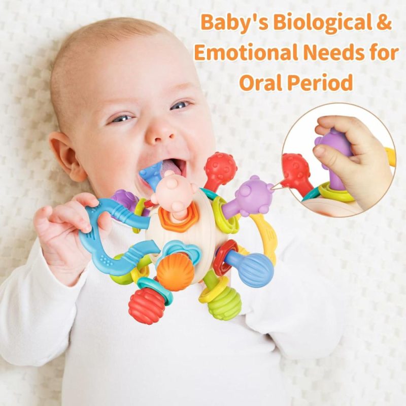 Dentifrici | Baby Sensory Teething Toys 0-6 6-12 Mesi  Palla di sollievo per la dentizione per neonati  Regali per neonati maschi e femmine 0 3 6 9 12 Mesi 1 Anno | Giocattoli mordibili per il sonaglio del bambino