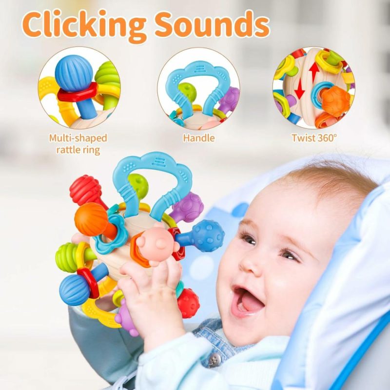 Dentifrici | Baby Sensory Teething Toys 0-6 6-12 Mesi  Palla di sollievo per la dentizione per neonati  Regali per neonati maschi e femmine 0 3 6 9 12 Mesi 1 Anno | Giocattoli mordibili per il sonaglio del bambino