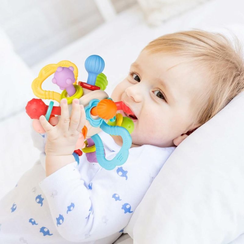 Dentifrici | Baby Sensory Teething Toys 0-6 6-12 Mesi  Palla di sollievo per la dentizione per neonati  Regali per neonati maschi e femmine 0 3 6 9 12 Mesi 1 Anno | Giocattoli mordibili per il sonaglio del bambino