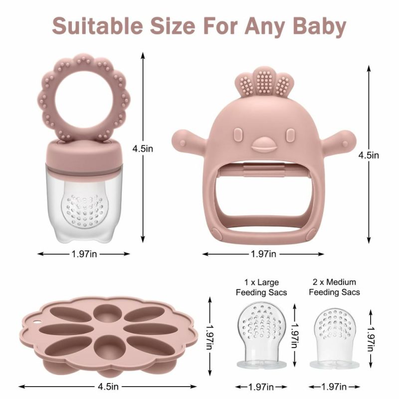 Dentifrici | Baby Silicone Fruit Food Feeder, Paciattore e Mould per Popsicle di Latte Materno, Freezer Mould Senza Bpa, Contenitori per Alimenti per Bambini, Traccia per Cubetti di Ghiaccio per Alimentazione Sicura, Gioco da Masticare per Neonato (Rosa)