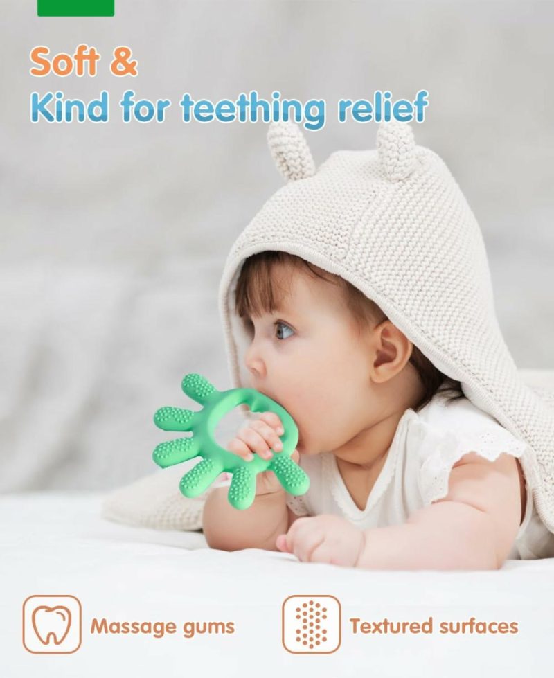 Dentifrici | Baby Silicone Teething Toys – Distanziatori Dentari in Silicone Alimentare per Bambini 0-6 Mesi | 6-12 Mesi – Giocattoli da Mordere per Bambini, Rilassamento dei Denti per Neonati – Giocattoli da Mordere per Bambini di 3 4 5 Mesi, Giocattoli di Sviluppo per Bambini Maschi e Femmine, Regali