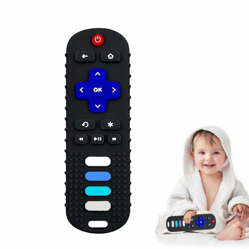 Dentifrici | Baby Teether Toy in forma di telecomando TV, giocattolo da mordere per neonati, giocattoli da mordere per bambini 3-24 mesi, senza BPA (Nero)