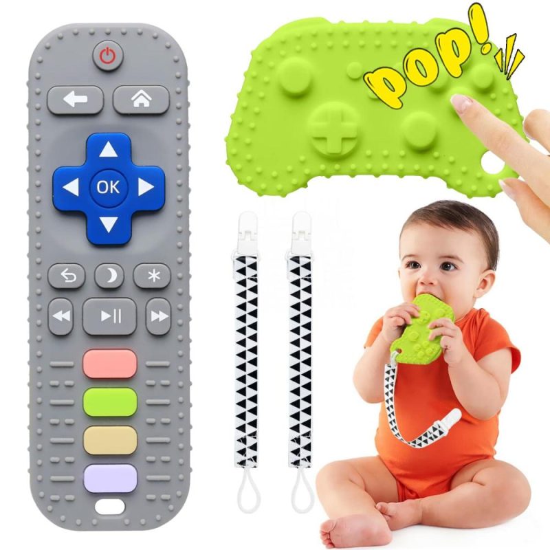 Dentifrici | Baby Teether Toys 2 Pack Teething Toys For Babies Tv Game Remote Control Shape Silicone Sensory Teethers Infant Chew Toys For Baby Shower Easter Basket Stuffers Bpa Free