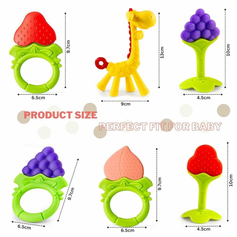 Dentifrici | Baby Teething Toys 6-Pack | Set di Dentiera Neonato | Silicone Alimentare | Sicuro nel Frigorifero | Rilassante e Calmante | Senza Bpa | Dentiera Congelata per Bambini 0-6 Mesi | Accessorio Essenziale per Bambini