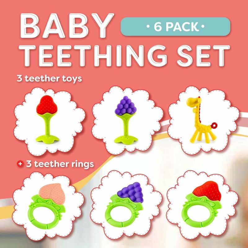 Dentifrici | Baby Teething Toys 6-Pack | Set di Dentiera Neonato | Silicone Alimentare | Sicuro nel Frigorifero | Rilassante e Calmante | Senza Bpa | Dentiera Congelata per Bambini 0-6 Mesi | Accessorio Essenziale per Bambini