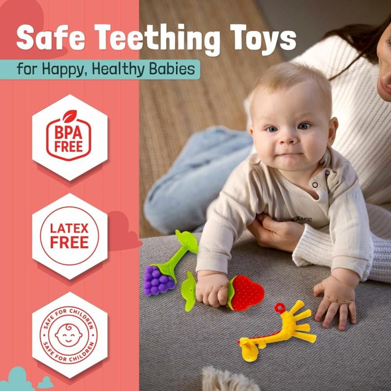 Dentifrici | Baby Teething Toys 6-Pack | Set di Dentiera Neonato | Silicone Alimentare | Sicuro nel Frigorifero | Rilassante e Calmante | Senza Bpa | Dentiera Congelata per Bambini 0-6 Mesi | Accessorio Essenziale per Bambini