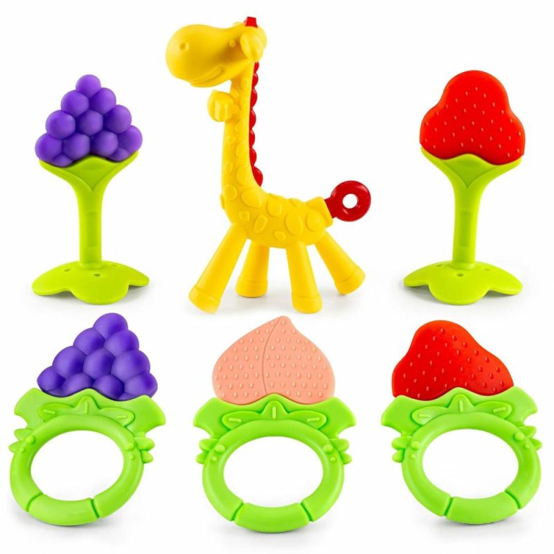 Dentifrici | Baby Teething Toys 6-Pack | Set di Dentiera Neonato | Silicone Alimentare | Sicuro nel Frigorifero | Rilassante e Calmante | Senza Bpa | Dentiera Congelata per Bambini 0-6 Mesi | Accessorio Essenziale per Bambini