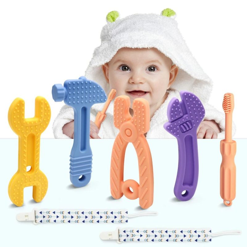 Dentifrici | Baby Teething Toys, Giocattoli da dentizione per 0-6 mesi, Silicone Bpa Free, Giocattoli da dentizione per neonati, Morsetto a morsa e forbici in forma di regalo, Giocattoli morbidi per neonati