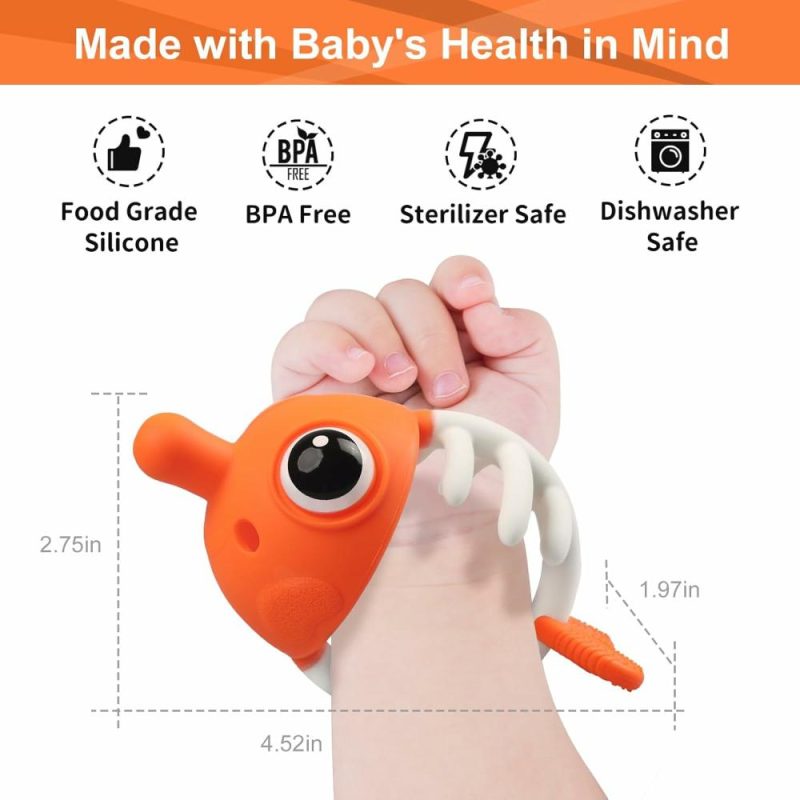 Dentifrici | Clownfish Baby Teether Toys – Giocattoli Morso per Bambini 0-3-6-12 Mesi con Clip – Giocattolo Morso Sicuro in Silicone morbido per Neonati 4-9 Mesi – Morso e Succhi per Lenire il Morso – Regalo divertente per Neonati