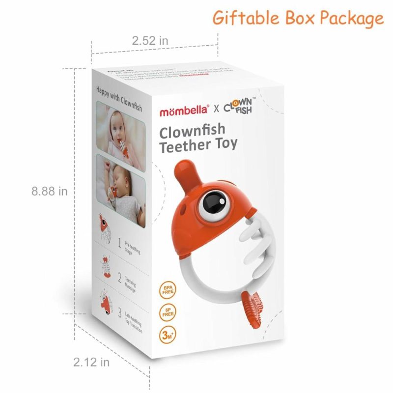 Dentifrici | Clownfish Baby Teether Toys – Giocattoli Morso per Bambini 0-3-6-12 Mesi con Clip – Giocattolo Morso Sicuro in Silicone morbido per Neonati 4-9 Mesi – Morso e Succhi per Lenire il Morso – Regalo divertente per Neonati