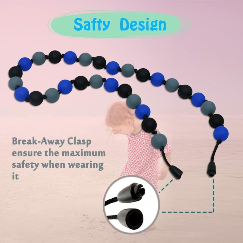 Dentifrici | Collana Sensory Masticabile per Bambini, Collane Morbide 2Pz per Bambini e Ragazze con Autismo Adhd Spd, Collana Silicone Fidget per Bambini e Adolescenti per Ridurre Ansia e Stress