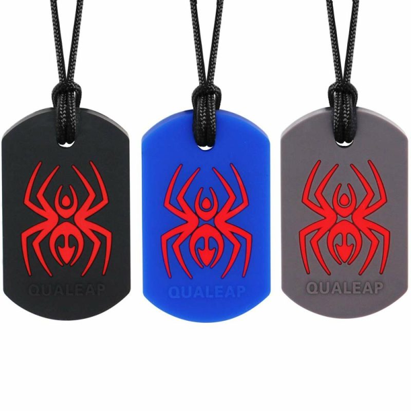 Dentifrici | Collana Sensory Masticabile Xtra Tough Spider per Bambini (3 Pack) – Collana da Masticare per Neonati e Bambini – Giochi da Masticare Progettati per Masticare – Gioco Sensory per Autismo (Masticatori Moderati e Aggressivi)